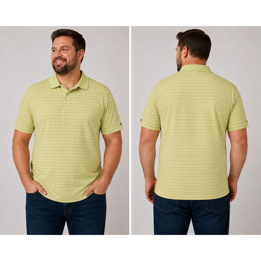 Nike Tiger Woods Collection Dri-FIT Polo Shirt Men's XL Yellow Striped Golf